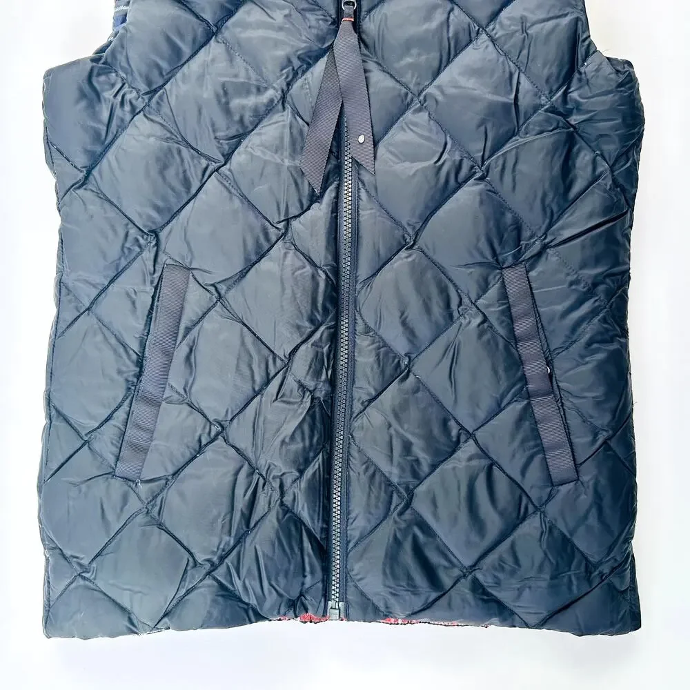 Lululemon The Fluffiest Vest Naval Blue Cypress Plaid Red Size 6 Reversible